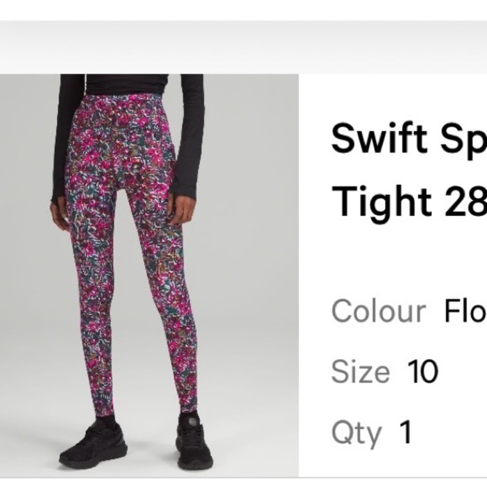 Swift Speed Floral Patterned Lululemon Leggings 28”